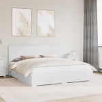 Voodiraam peatsiga sahtliga Valge 180 x 200 cm Tehispuit