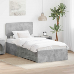 Voodiraam peatsiga sahtliga Betoonhall 90 x 190 cm Tehispuit