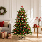 Tehisj&otilde;ulukuusk koos kaunistustega 150 cm 150 LED-i Soe valge