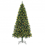 Valgustusega kunstkuusk m&auml;nnik&auml;bidega, 210 cm