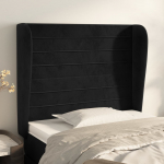 Voodipeats servadega, must, 83x23x118/88 cm, samet