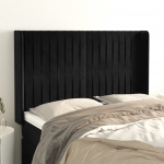Voodipeats servadega, must, 147x16x118/128 cm, samet
