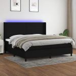 Kontinentaalvoodi madrats ja LED, must, 200x200 cm, kangas