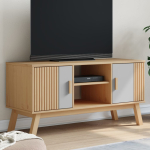 Telerikapp "olden", hall ja pruun, 114 x 43 x 57 cm, m&auml;nnipuit