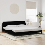 Voodiraam ilma madratsita, must, 200x200 cm, samet