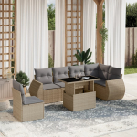 7-osaline aiadiivani komplekt patjadega, beež, pol&uuml;rotang