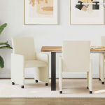 Ratastega S&ouml;&ouml;gi-toolid 2 tk cream 57 x 66 x 94 cm Kunstnahk