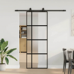 L&uuml;kanduks riistvara komplektiga must 76x205 cm karastatud klaas