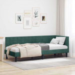 Nurga voodiraam peatsiga Tume rohelise 80 cm x 200 cm Samet