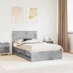Voodiraam sahtliga peaga betoonhall 135 x 190 cm inseneripuit