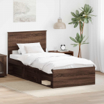Voodiraam peatsiga Pruun tamme 90 x 200 cm Tahke m&auml;nd
