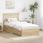Voodiraam peatsiga sahtliga Sonoma tamm 90 x 190 cm Tehispuit