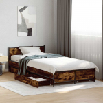 Peatsiga voodiraam peaga Suitsutatud tamm 80 x 200 cm Tehispuit