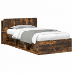 Voodiraam ladustamisega Suitsutatud tamm 75 x 190 cm Tehispuit