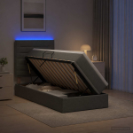 LED-iga voodiraam koos madratsiga tumehall 90 x 190 cm kangas