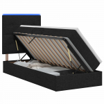 LED-iga voodiraam koos madratsiga Must 90 x 200 cm kangas