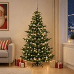 Kunstkuusk koos j&otilde;ulukuuliga 180 cm 300 LED-i Soe valge