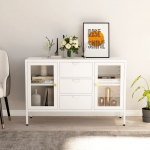 Puhvetkapp, valge, 105 x 35 x 70 cm, teras ja klaas