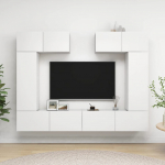 6-osaline telerikappide komplekt, valge, puitlaastplaat