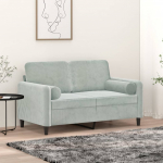 Dekoratiivpadjad 2 tk, helehall, &oslash;15 x 50 cm, samet