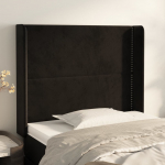 Voodipeats servadega, must, 93x16x118/128 cm, samet