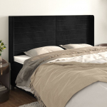 Voodipeats servadega, must, 203x16x118/128 cm, samet