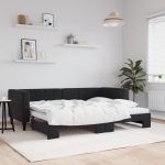 Diivanvoodi v&auml;ljat&otilde;mmatava osaga, must, 80x200 cm, samet