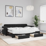 DIIVANVOODI V&Auml;LJAT&Otilde;MMATAVA OSAGA, MUST, 80X200 CM, SAMET