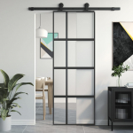 L&uuml;kanduks, must, 76x205 cm, karastatud klaas ja alumiinium