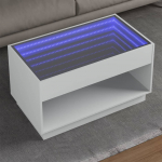 Diivanilaud LED-tuledega, valge, 90x50x50cm