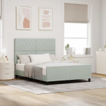 Voodi raam peaga helehall 160 x 200 cm samet