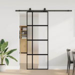 L&uuml;kanduks riistvara komplektiga must 76x205 cm karastatud klaas