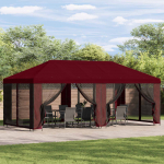 Paviljon k&uuml;lgseinadega 6 x 3 m Veinipunane Pol&uuml;ester ja teras