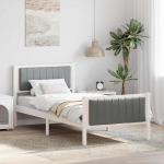 Voodiraam peatsiga Valge ja helehall 90 x 200 cm M&auml;nnipuit