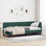 Nurga voodiraam peatsiga Tume rohelise 80 cm x 200 cm Samet