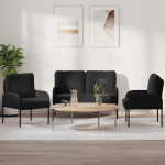 Diivanikomplektid padjaga 3 tk Must 115 x 56 x 80 cm Vineer
