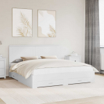 Voodiraam peatsiga sahtliga Valge 180 x 200 cm Tehispuit