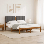 Voodiraam Pehme Peatoega Naturaalne ja helehall 160 x 200 cm