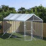 Katusega koeraaedik, h&otilde;bedane, 2x6x2,5 m, tsingitud teras