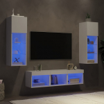 5-osaline telerikappide komplekt LED-tuledega, valge, tehispuit