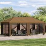 Paviljon k&uuml;lgseinadega 6 x 3 m Beež Pol&uuml;ester ja teras 190