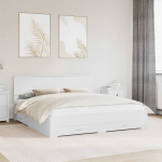 Voodiraam peatsiga sahtliga Valge 180 x 200 cm Tehispuit