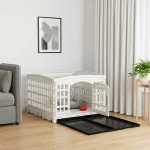 4-paneeline koera m&auml;nguaed 122 x 106,5 x 82 cm Plastmass Valge