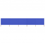 Tuulekaitse sein 5 paneelist, kangas, 600 x 120 cm taevasinine