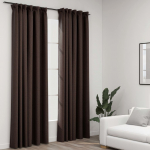 Pimendavad kardinad konksudega, 2 tk pruunikashall 140 x 245 cm