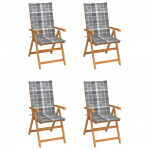 Aiatoolid, 4 tk, halliruuduliste istmepatjadega, tiikpuu