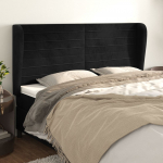 Voodipeats servadega, must, 183x23x118/128 cm, samet