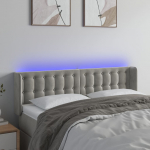 LED-voodipeats, helehall, 147x16x78/88 cm, samet