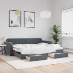 Diivanvoodi v&auml;ljat&otilde;mmatav ja sahtlitega madratsita, 90x200 cm