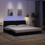 Voodiraam LED-iga ilma madratsita, must, 200x200 cm, kangas